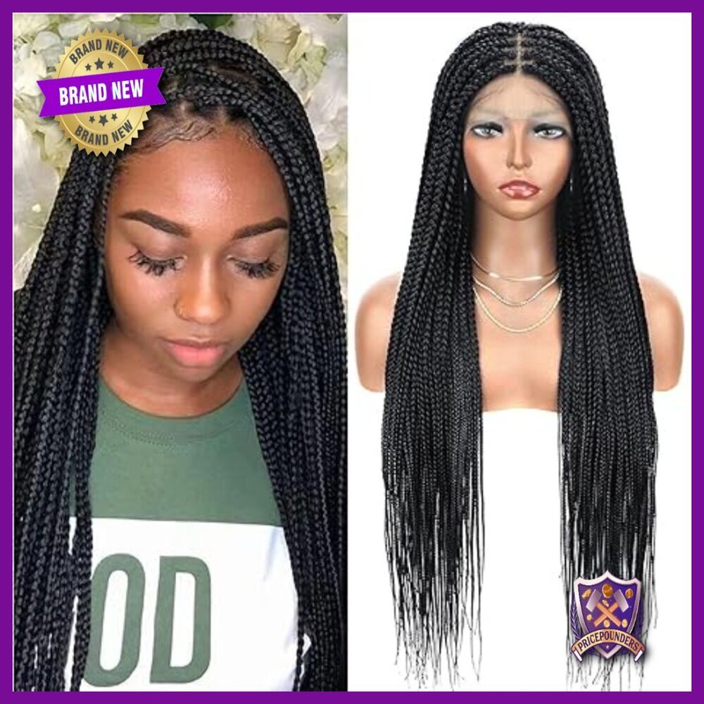 36" Synthetic Knotless Box Braid Wig Lace Front Lightweight Glueless